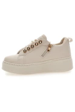 Sneakers beige con logo laterale e fondo alto 9618-LAURA BIAGIOTTI New