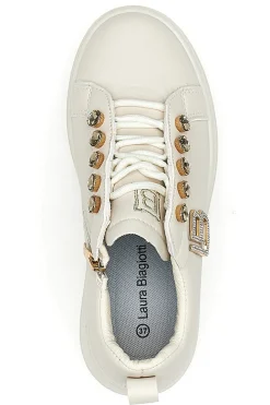 Sneakers beige con logo laterale e fondo alto 9618-LAURA BIAGIOTTI New
