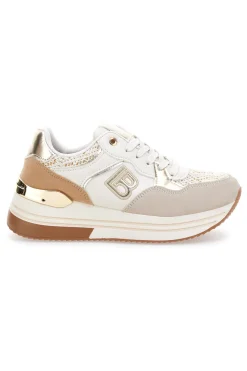 Sneakers beige con strass oro 9640-LAURA BIAGIOTTI Discount