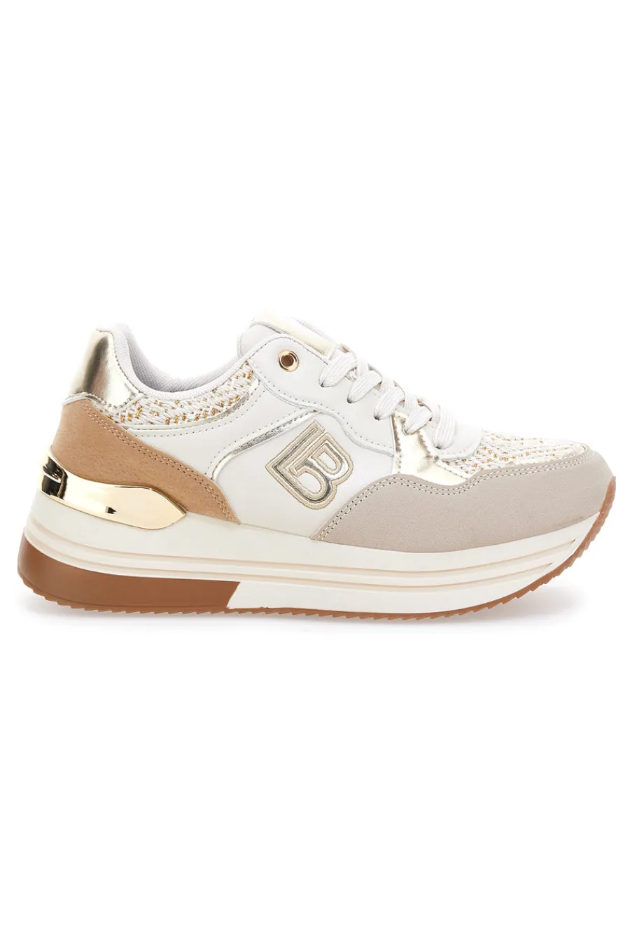 Sneakers beige con strass oro 9640-LAURA BIAGIOTTI Discount