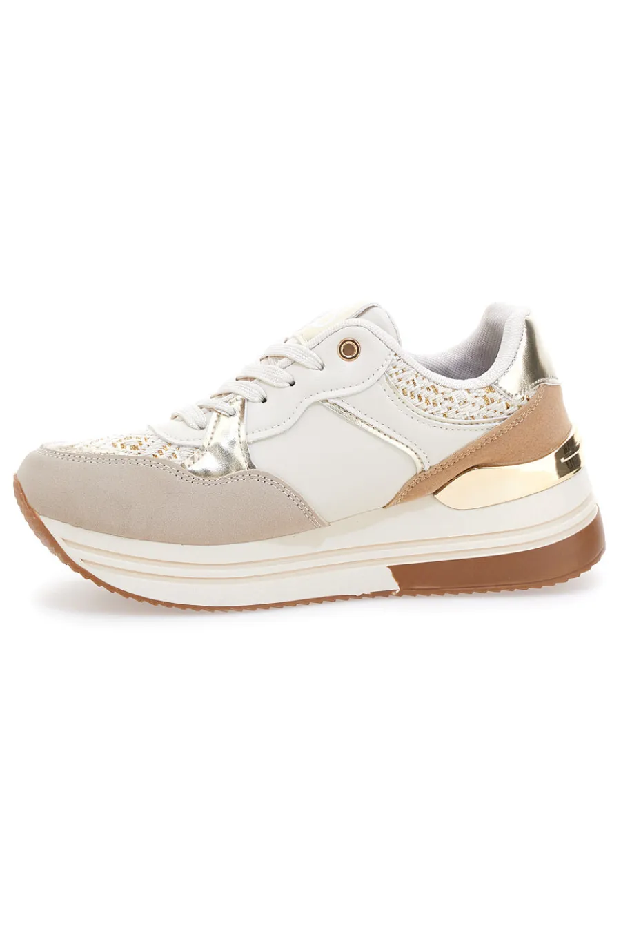 Sneakers beige con strass oro 9640-LAURA BIAGIOTTI Discount