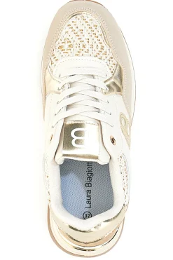 Sneakers beige con strass oro 9640-LAURA BIAGIOTTI Discount