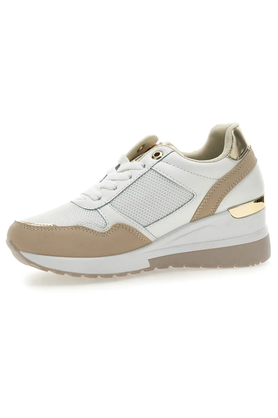Sneakers Beige con Zeppa e Chiusura con Lacci e Cerniera 8920-LAURA BIAGIOTTI Sale
