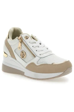 Sneakers Beige con Zeppa e Chiusura con Lacci e Cerniera 8920-LAURA BIAGIOTTI Sale