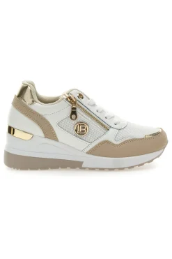 Sneakers Beige con Zeppa e Chiusura con Lacci e Cerniera 8920-LAURA BIAGIOTTI Sale