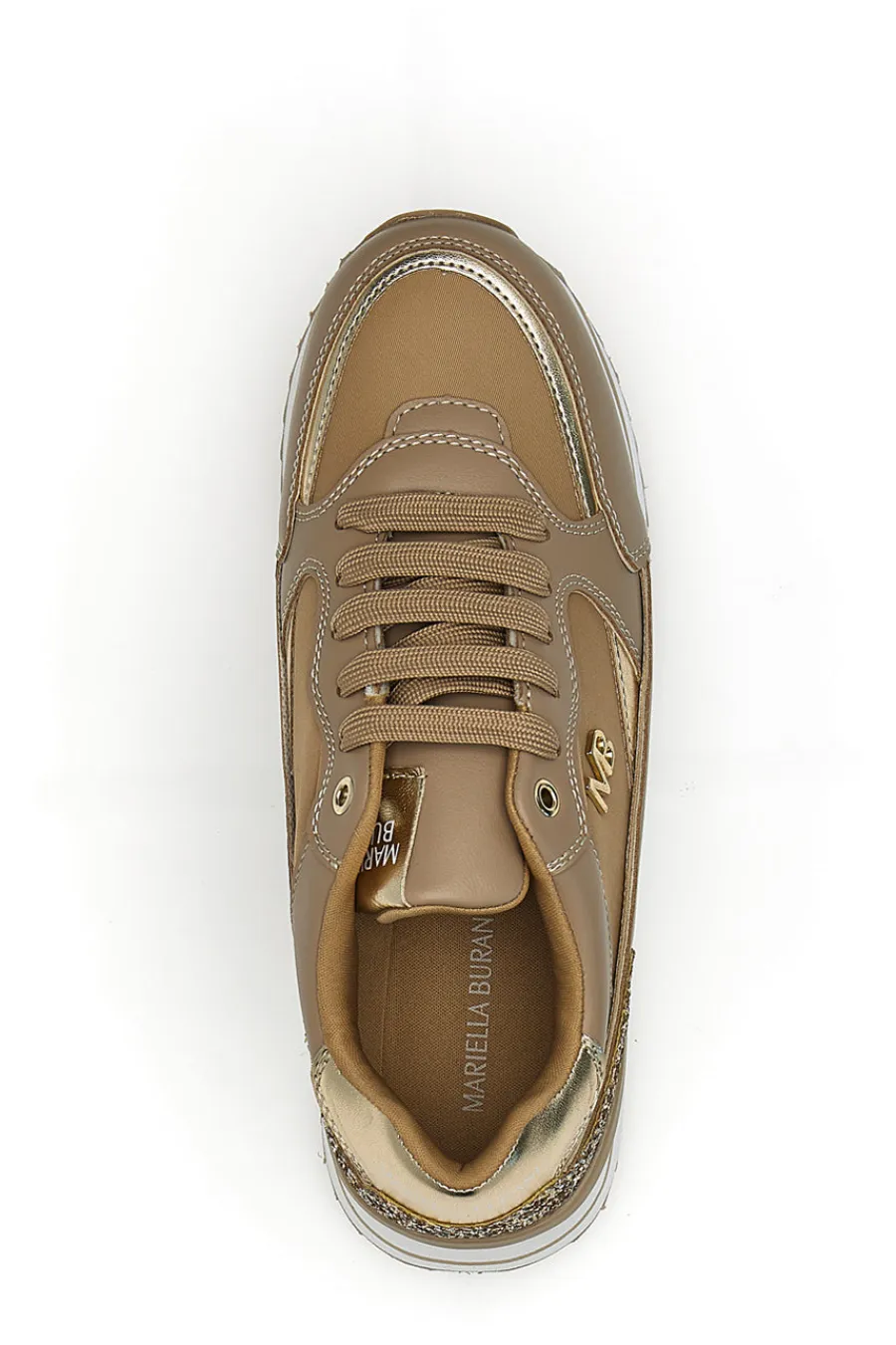 Sneakers beige con zeppa e inserti glitter Burani 51800C1133-MARIELLA BURANI New