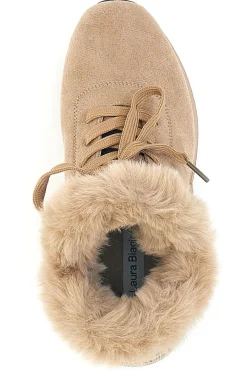 Sneakers beige imbottite con pelliccia sintetica 9255M-LAURA BIAGIOTTI Hot