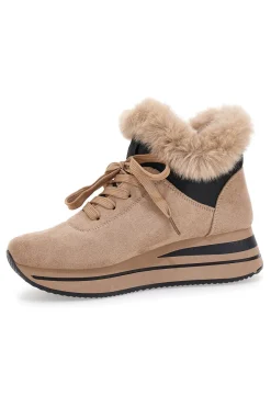 Sneakers beige imbottite con pelliccia sintetica 9255M-LAURA BIAGIOTTI Hot