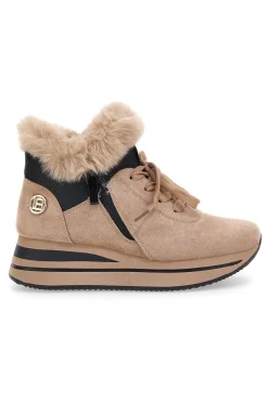 Sneakers beige imbottite con pelliccia sintetica 9255M-LAURA BIAGIOTTI Hot