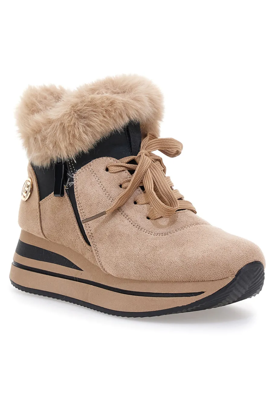 Sneakers beige imbottite con pelliccia sintetica 9255M-LAURA BIAGIOTTI Hot