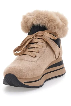 Sneakers beige imbottite con pelliccia sintetica 9255M-LAURA BIAGIOTTI Hot