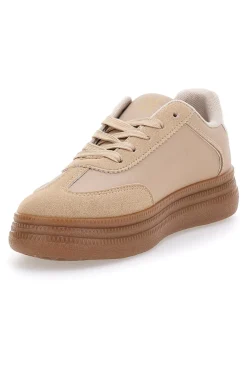 Sneakers beige inserti metallizzati fondo a contrasto Me & Me GB2026-ME u0026 ME Online