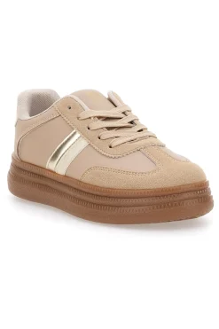 Sneakers beige inserti metallizzati fondo a contrasto Me & Me GB2026-ME u0026 ME Online