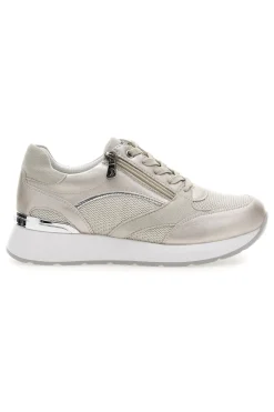 Sneakers beige perlato con zip laterale e zeppa 472IN-INBLU New