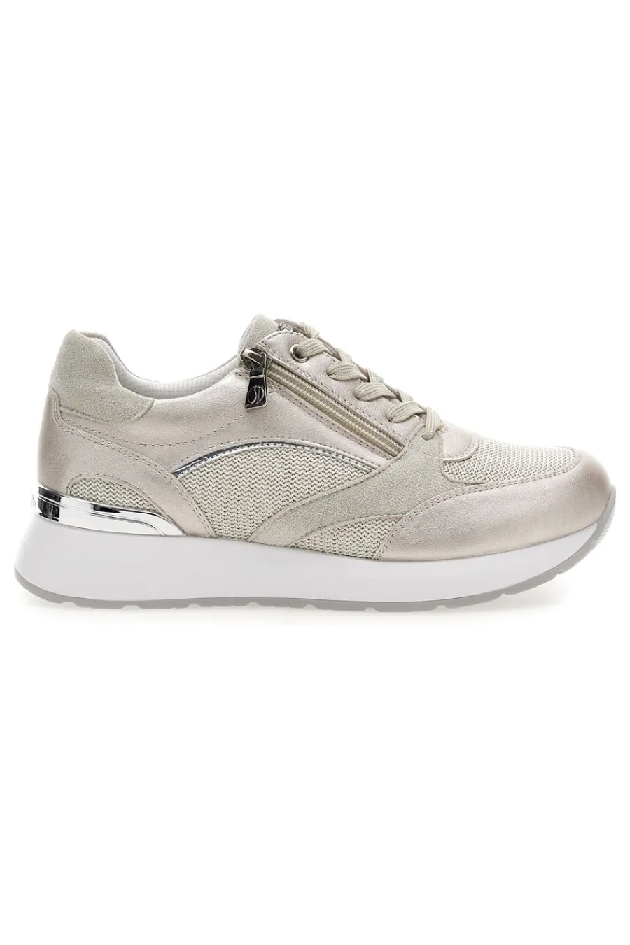 Sneakers beige perlato con zip laterale e zeppa 472IN-INBLU New