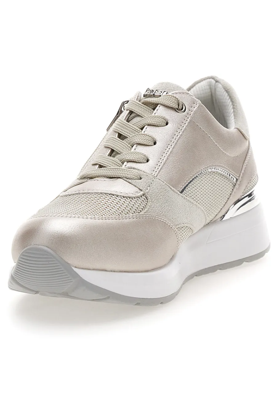 Sneakers beige perlato con zip laterale e zeppa 472IN-INBLU New