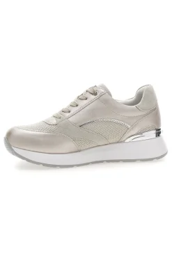 Sneakers beige perlato con zip laterale e zeppa 472IN-INBLU New