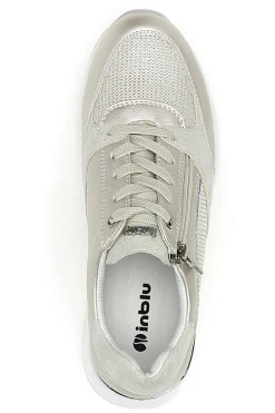 Sneakers beige perlato con zip laterale e zeppa 472IN-INBLU New