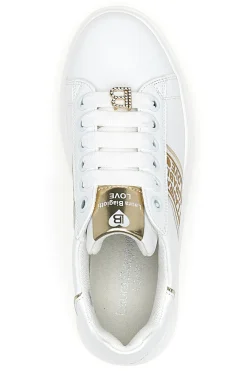 Sneakers Bianche con Bande Laterali Oro L8945-LAURA BIAGIOTTI