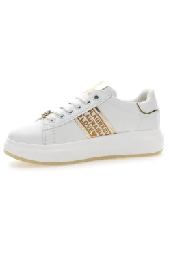 Sneakers Bianche con Bande Laterali Oro L8945-LAURA BIAGIOTTI