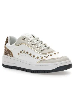 Sneakers bianche con borchie e glitter oro Burani 51771C1108-MARIELLA BURANI Discount