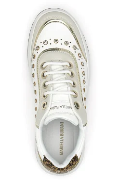 Sneakers bianche con borchie e glitter oro Burani 51771C1108-MARIELLA BURANI Discount