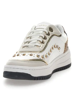 Sneakers bianche con borchie e glitter oro Burani 51771C1108-MARIELLA BURANI Discount