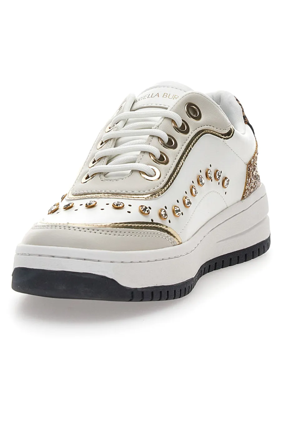 Sneakers bianche con borchie e glitter oro Burani 51771C1108-MARIELLA BURANI Discount