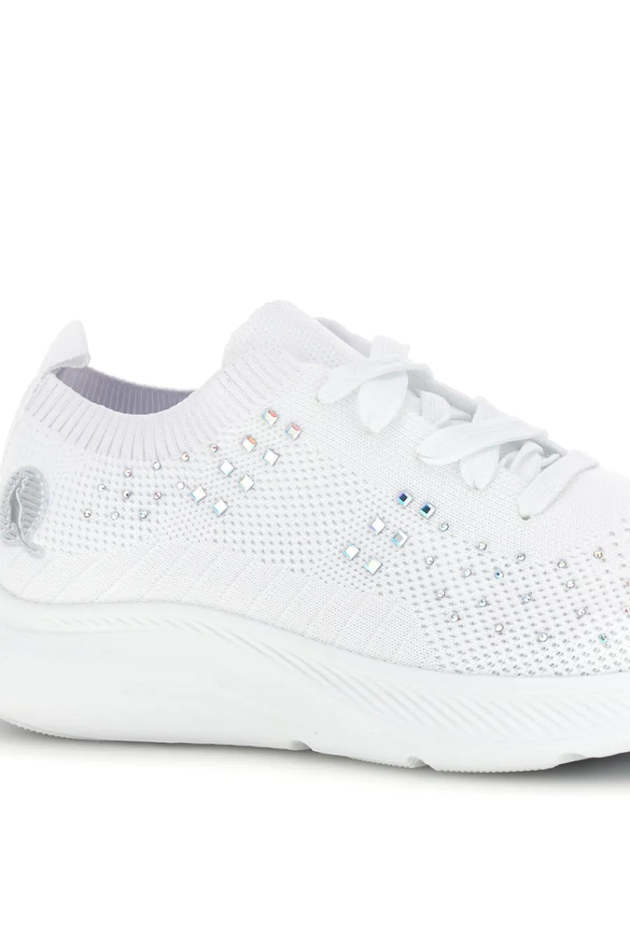 Sneakers Bianche con brillantini in tessuto traforato CA1206-CANGURO Outlet
