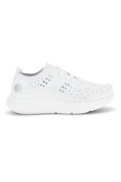 Sneakers Bianche con brillantini in tessuto traforato CA1206-CANGURO Outlet