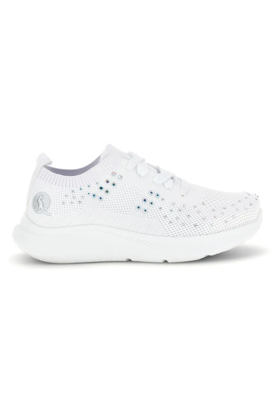 Sneakers Bianche con brillantini in tessuto traforato CA1206-CANGURO Outlet