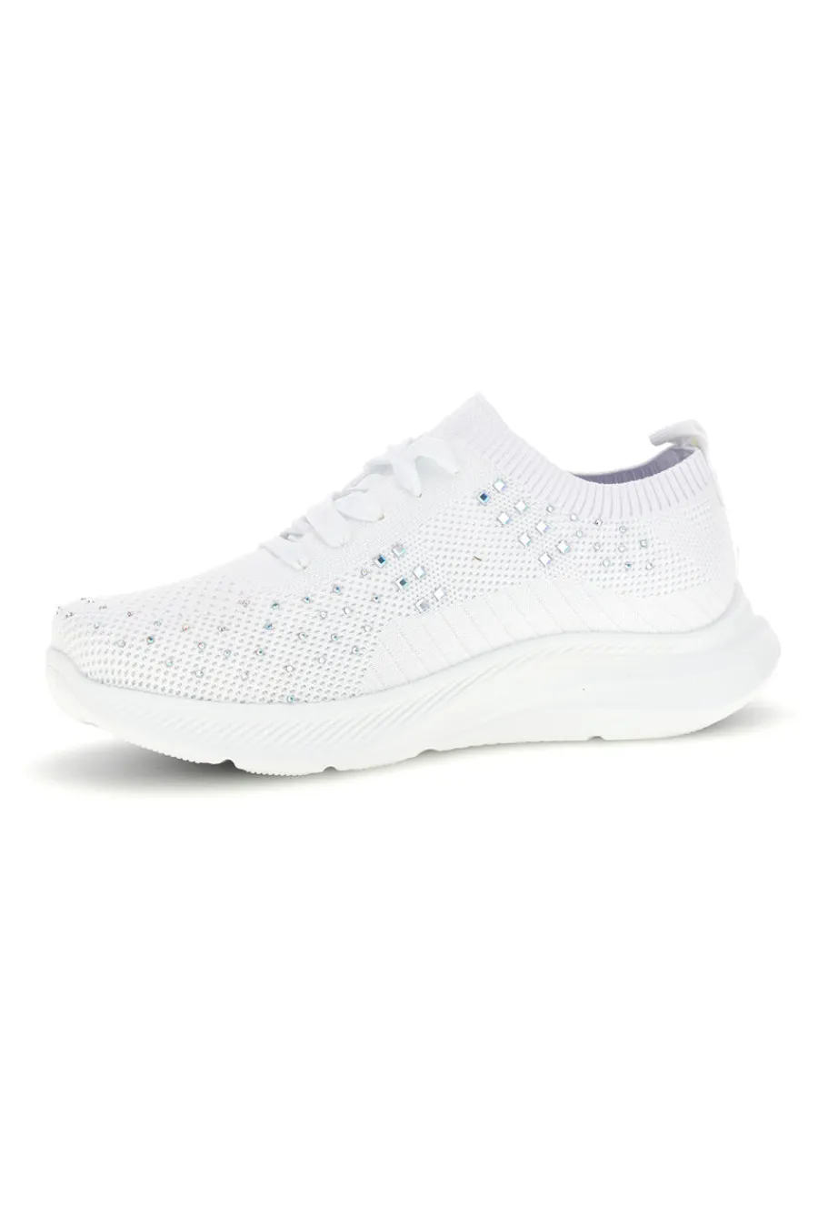 Sneakers Bianche con brillantini in tessuto traforato CA1206-CANGURO Outlet
