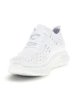 Sneakers Bianche con brillantini in tessuto traforato CA1206-CANGURO Outlet