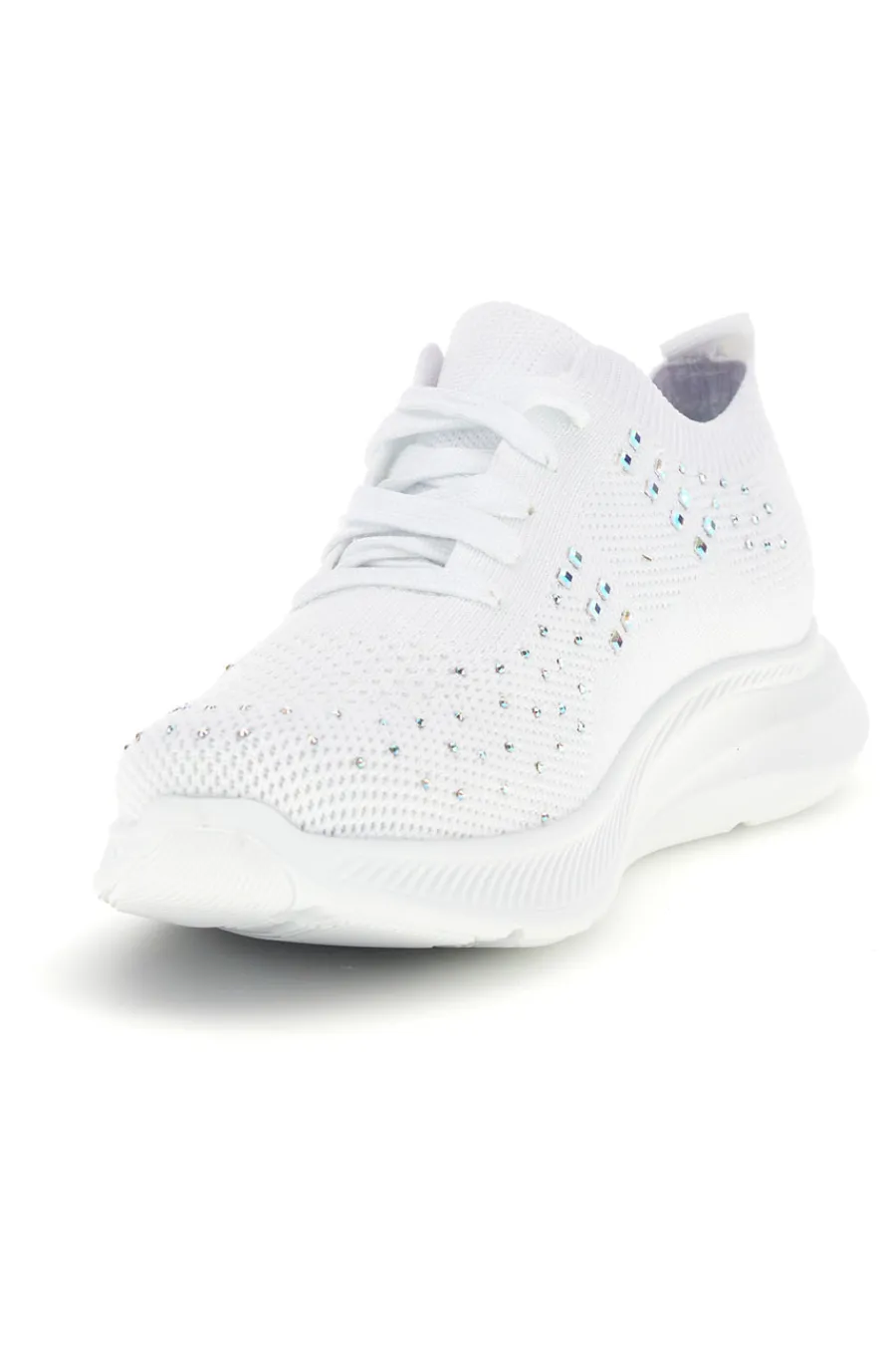 Sneakers Bianche con brillantini in tessuto traforato CA1206-CANGURO Outlet
