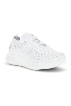 Sneakers Bianche con brillantini in tessuto traforato CA1206-CANGURO Outlet