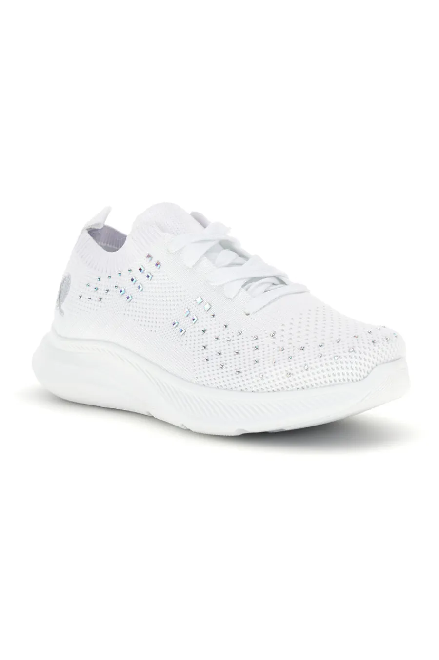 Sneakers Bianche con brillantini in tessuto traforato CA1206-CANGURO Outlet