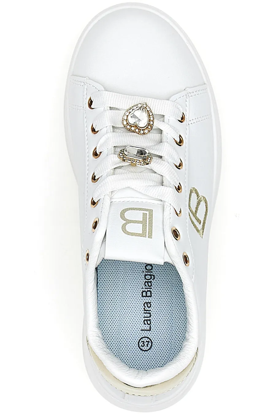 Sneakers bianche con charm gioiello e fondo alto 9622M-LAURA BIAGIOTTI Online