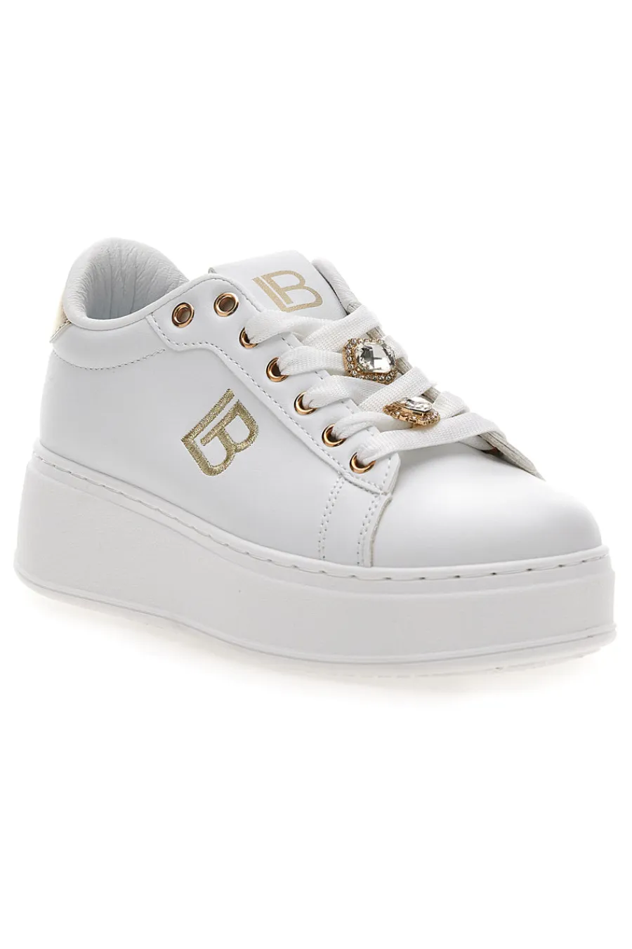 Sneakers bianche con charm gioiello e fondo alto 9622M-LAURA BIAGIOTTI Online