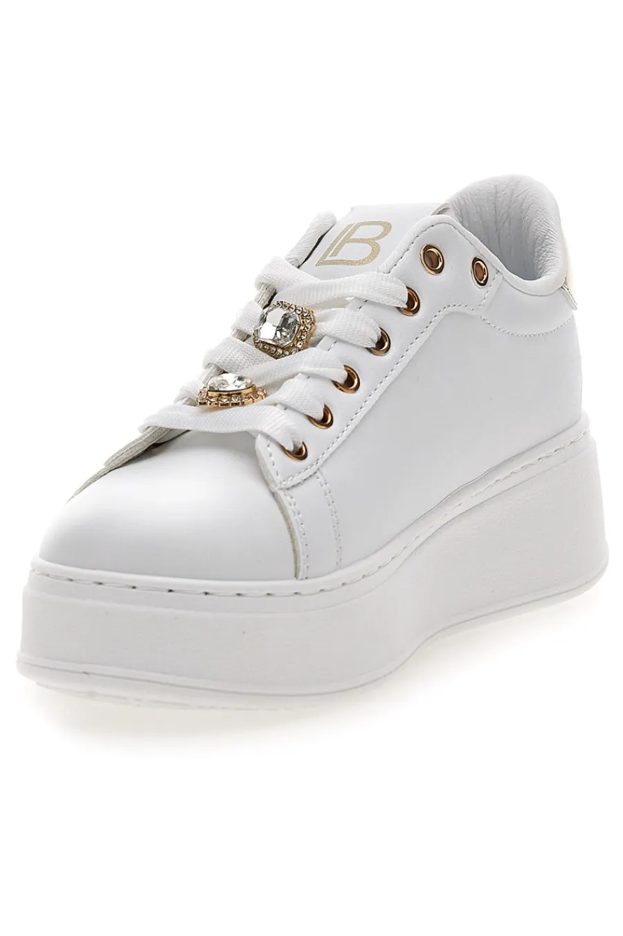 Sneakers bianche con charm gioiello e fondo alto 9622M-LAURA BIAGIOTTI Online