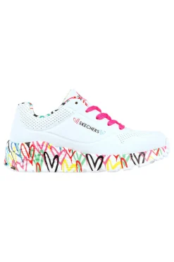 Sneakers bianche con cuori colorati Uno Lite-SKECHERS Sale