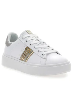 Sneakers Bianche con Dettagli Dorati ANNUNZIATA LTH-COTTON BELT Outlet