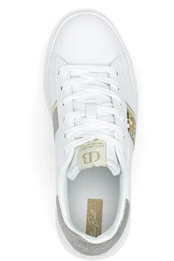 Sneakers Bianche con Dettagli Dorati ANNUNZIATA LTH-COTTON BELT Outlet