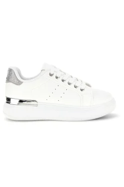 Sneakers bianche con dettagli argento Cafè Cost 45JH07267-CAFÈ COST Discount