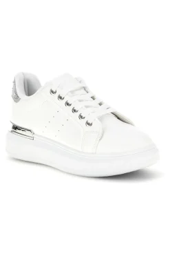 Sneakers bianche con dettagli argento Cafè Cost 45JH07267-CAFÈ COST Discount