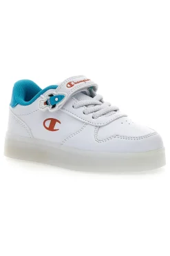 Sneakers bianche con dettagli azzurri e luci Champion GLW B TD