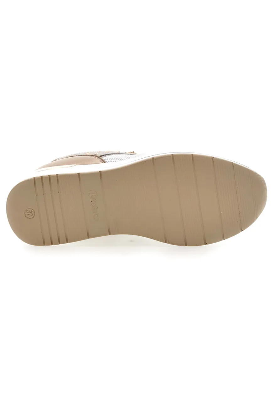 Sneakers bianche con dettagli oro rosa e zeppa 486IN-INBLU Outlet