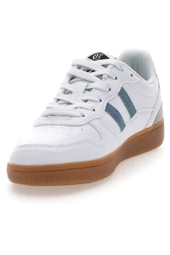 Sneakers Bianche con Dettagli Blu e Rosa e Suola in Gomma Patricien-COTTON BELT Hot