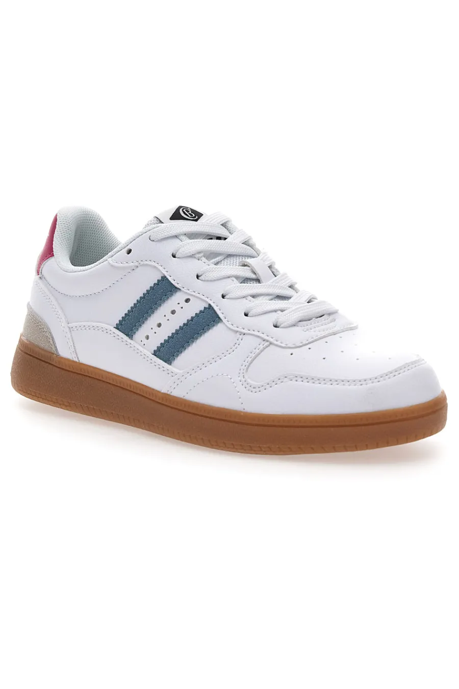 Sneakers Bianche con Dettagli Blu e Rosa e Suola in Gomma Patricien-COTTON BELT Hot