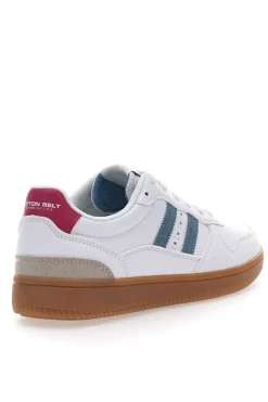 Sneakers Bianche con Dettagli Blu e Rosa e Suola in Gomma Patricien-COTTON BELT Hot
