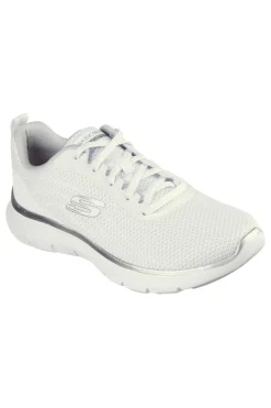 Sneakers bianche con dettagli argento Flex Appeal 5.0-SKECHERS Outlet